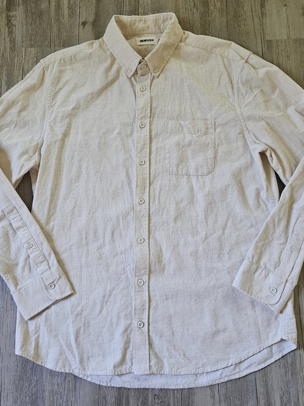 Taylor Stitch Men's The Jack In Corduroy Light Beige Button-Up Shirt 44 XL